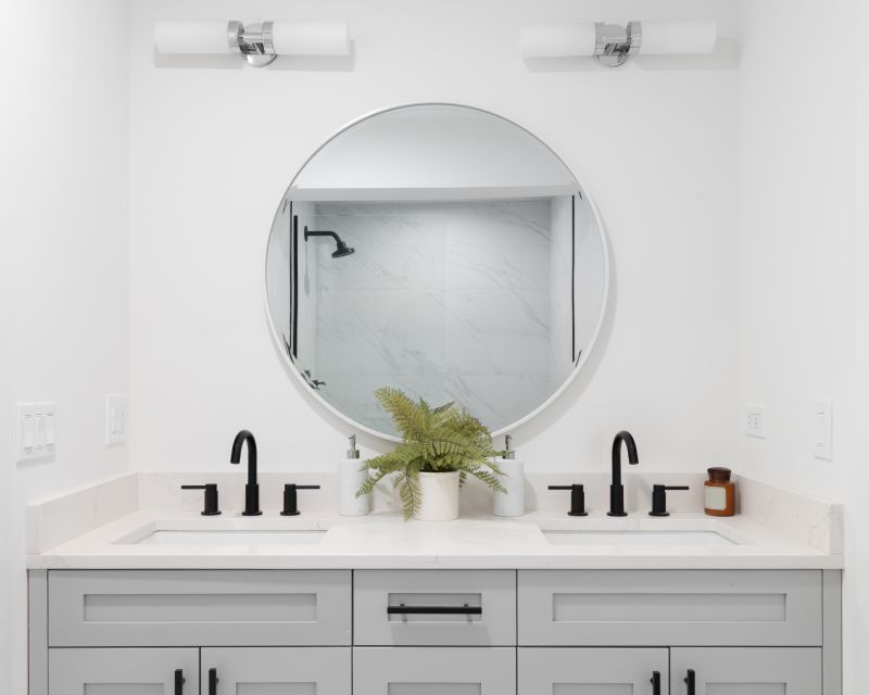 Floating vanity with modern fixtures